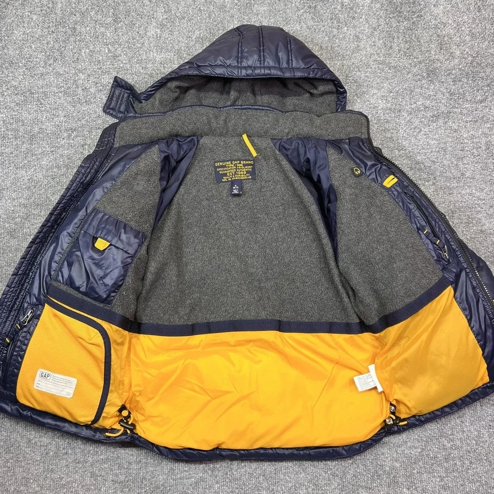 Gap Down Puffer Jacket Kids S (6-7) Blue Hooded Fleece Lined Winter Type G86
